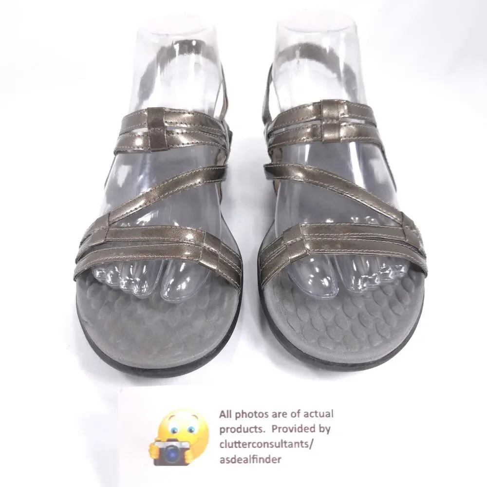 Clarks Open Toe Casual Strappy Heel Sandal Womens Size 7 68522 Bronze